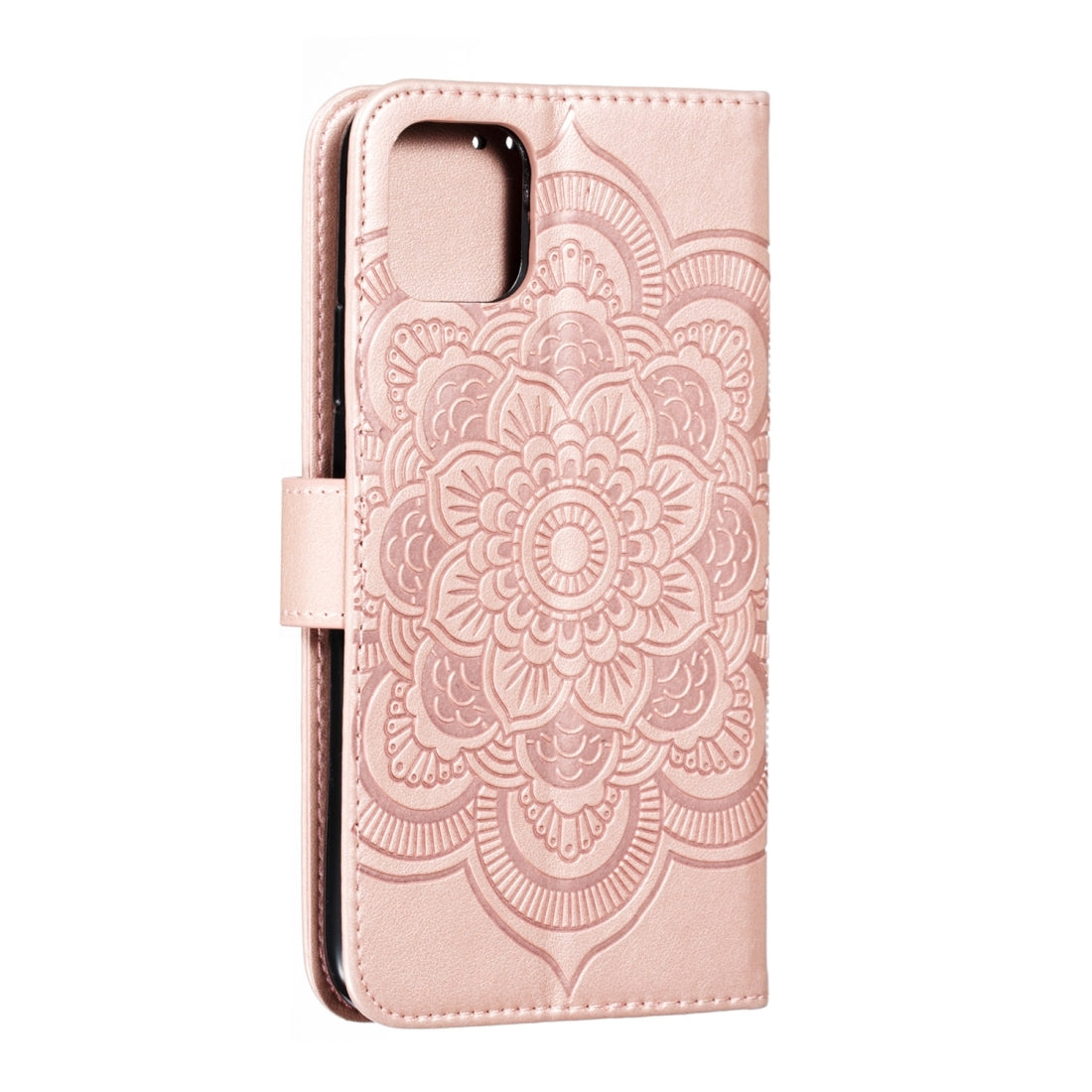 ELECTROPRIME For iPhone 15 Mandala Embossing Pattern Horizontal Flip Leather Phone Case(Rose Gold)