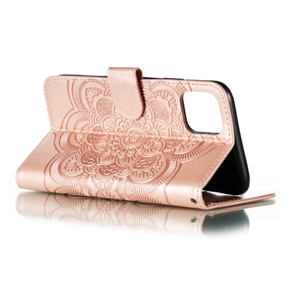 ELECTROPRIME For iPhone 15 Mandala Embossing Pattern Horizontal Flip Leather Phone Case(Rose Gold)