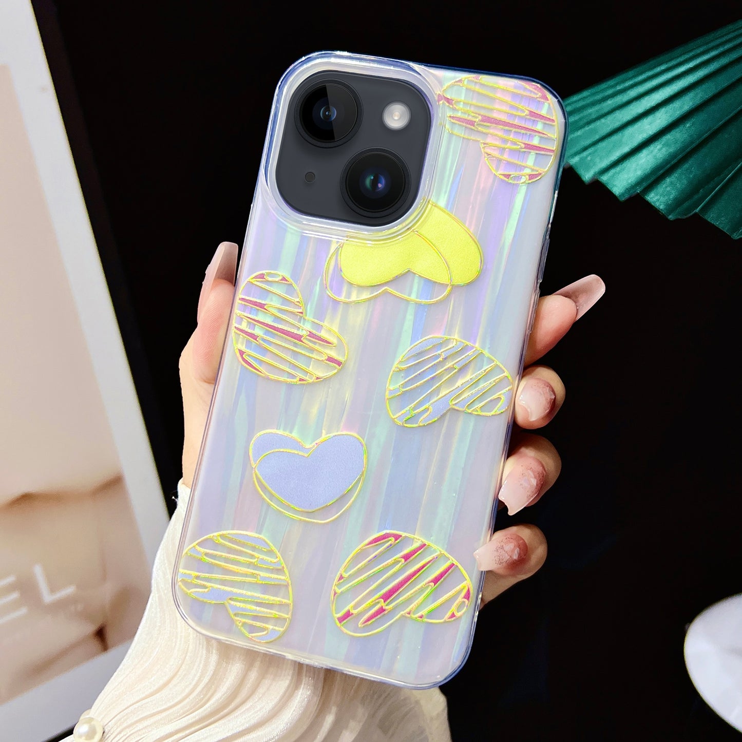 ELECTROPRIME For iPhone 15 Electroplated Color Film TPU + PC Phone Case(Laser Love)