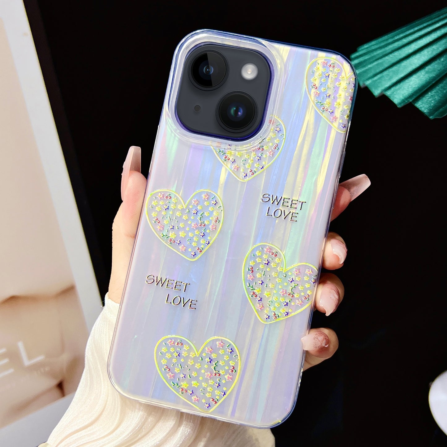 ELECTROPRIME For iPhone 15 Electroplated Color Film TPU + PC Phone Case(Sweet Love)