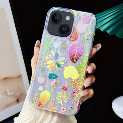 ELECTROPRIME For iPhone 15 Electroplated Color Film TPU + PC Phone Case(Gold Leaves)