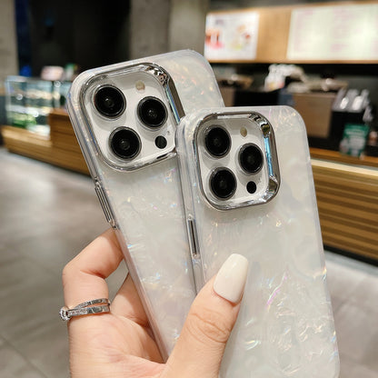ELECTROPRIME For iPhone 15 Plus Gradient Shell Texture TPU + Acrylic IMD Phone Case(Silver)