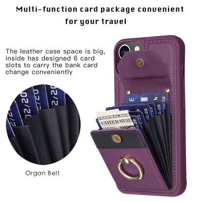 ELECTROPRIME For iPhone 15 BF29 Organ Card Bag Ring Holder Phone Case(Dark Purple)