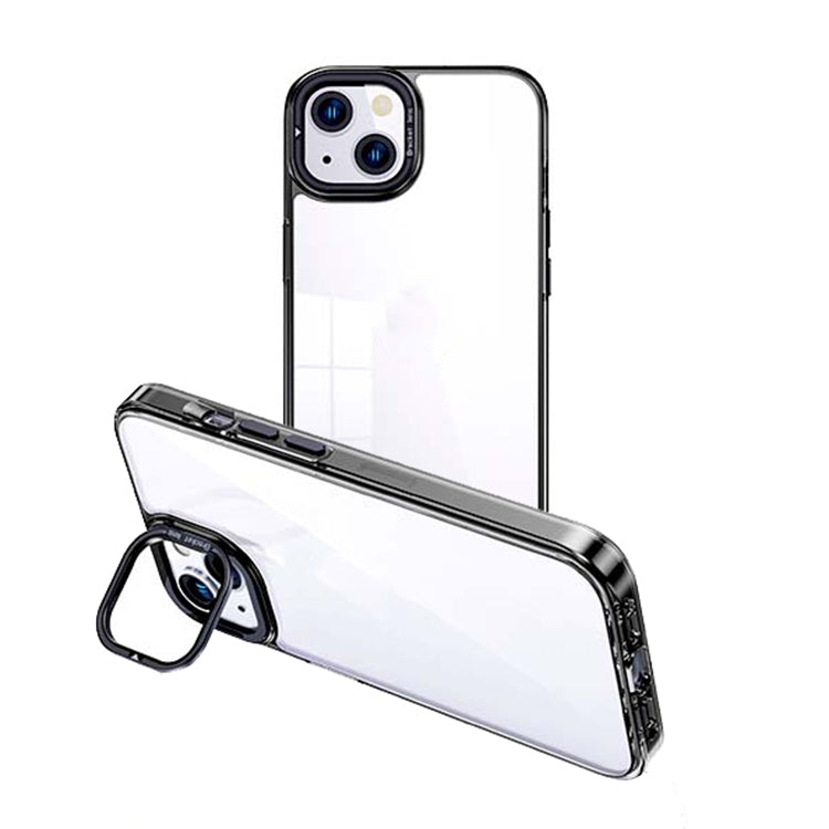 ELECTROPRIME For iPhone 15 Invisible Camera Holder Transparent Phone Case(Black)