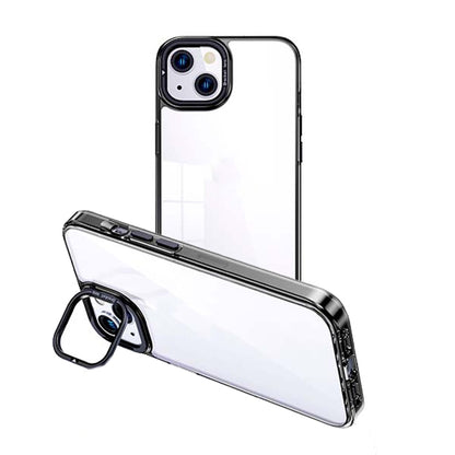 ELECTROPRIME For iPhone 15 Invisible Camera Holder Transparent Phone Case(Black)