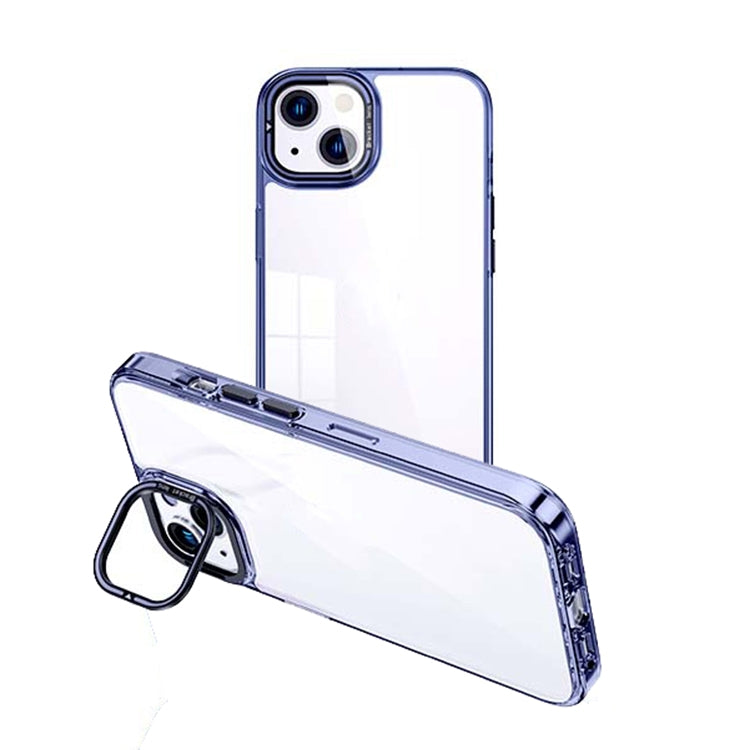 ELECTROPRIME For iPhone 15 Invisible Camera Holder Transparent Phone Case(Blue)