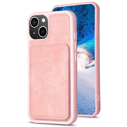 ELECTROPRIME For iPhone 15 Plus BF28 Frosted Card Bag Phone Case with Holder(Pink)