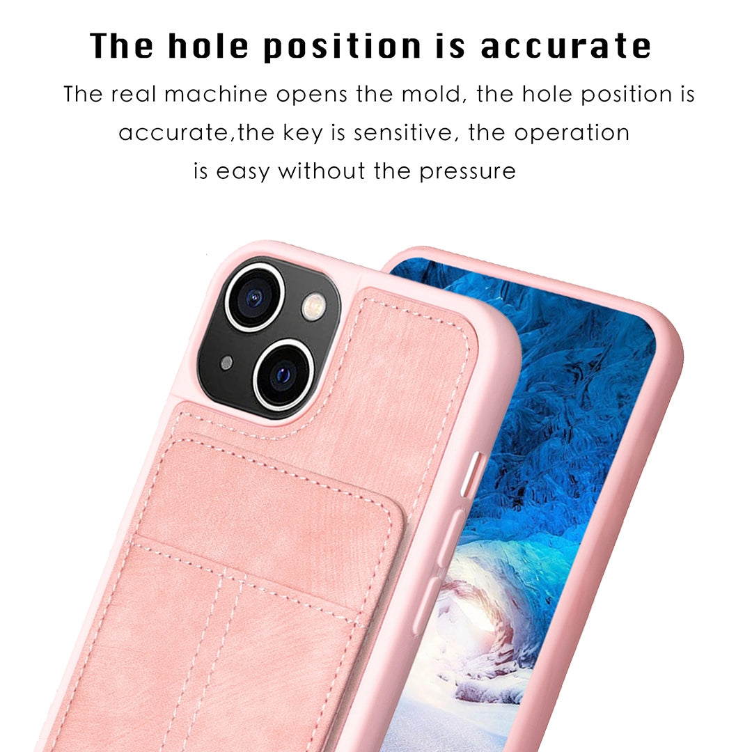 ELECTROPRIME For iPhone 15 Plus BF28 Frosted Card Bag Phone Case with Holder(Pink)