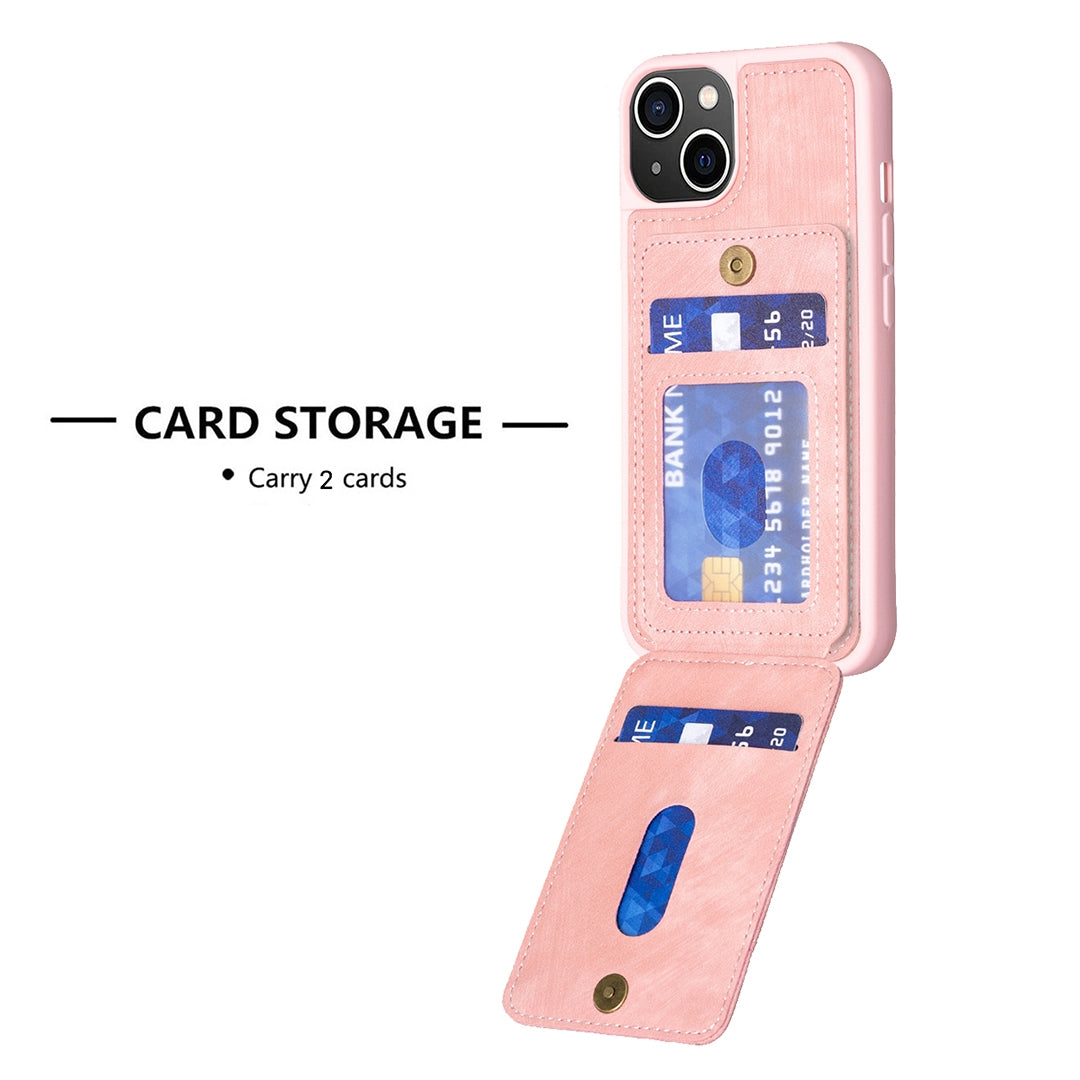 ELECTROPRIME For iPhone 15 Plus BF28 Frosted Card Bag Phone Case with Holder(Pink)