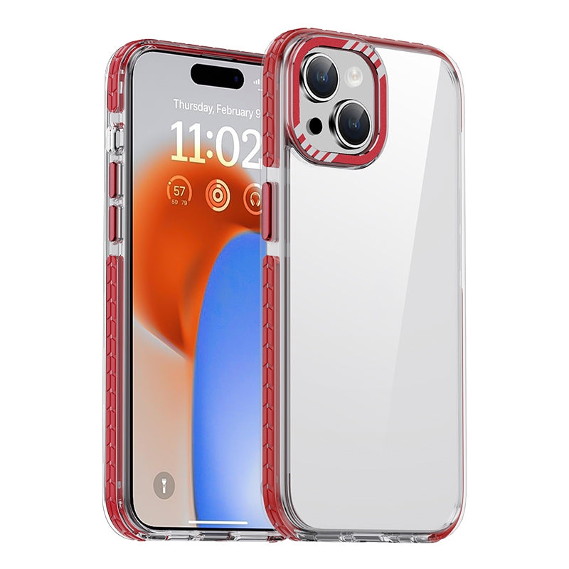 ELECTROPRIME For iPhone 15 iPAKY MT Series Transparent PC+TPU Phone Case(Red)