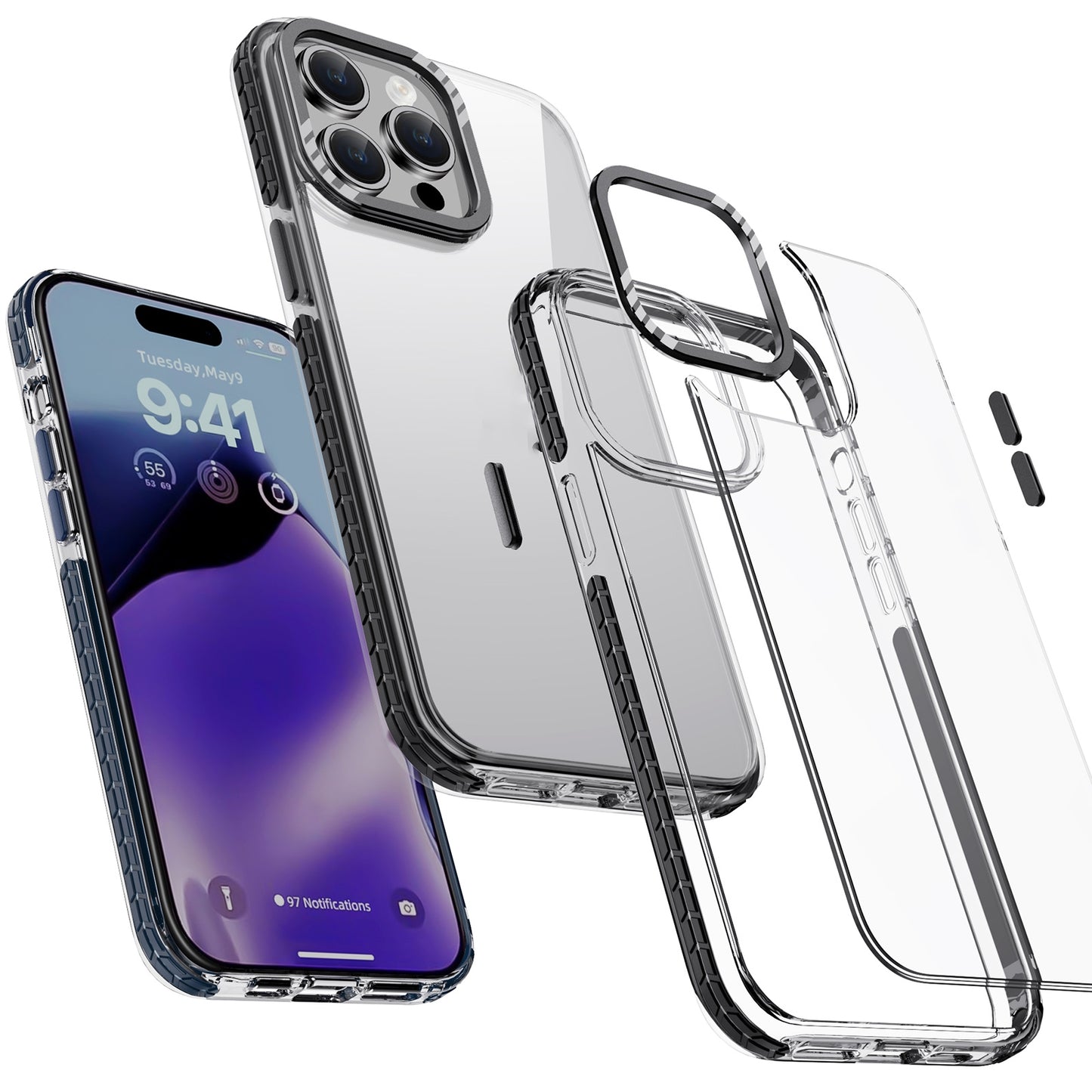 ELECTROPRIME For iPhone 15 iPAKY MT Series Transparent PC+TPU Phone Case(Blue)