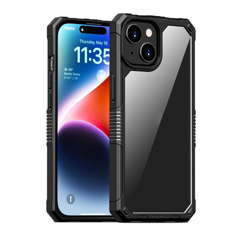 ELECTROPRIME For iPhone 15 Plus iPAKY Guard Series Transparent PC+TPU Phone Case(Black)