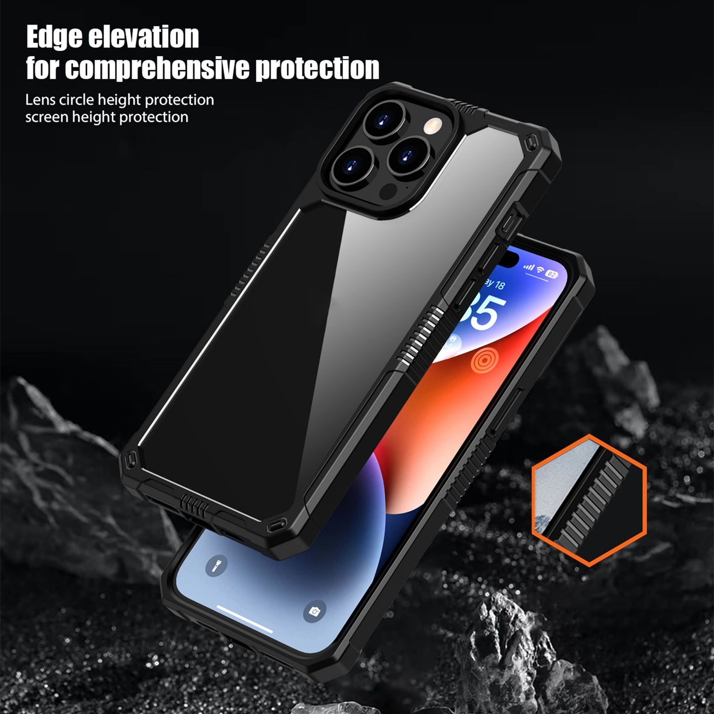 ELECTROPRIME For iPhone 15 iPAKY Guard Series Transparent PC+TPU Phone Case(Grey)