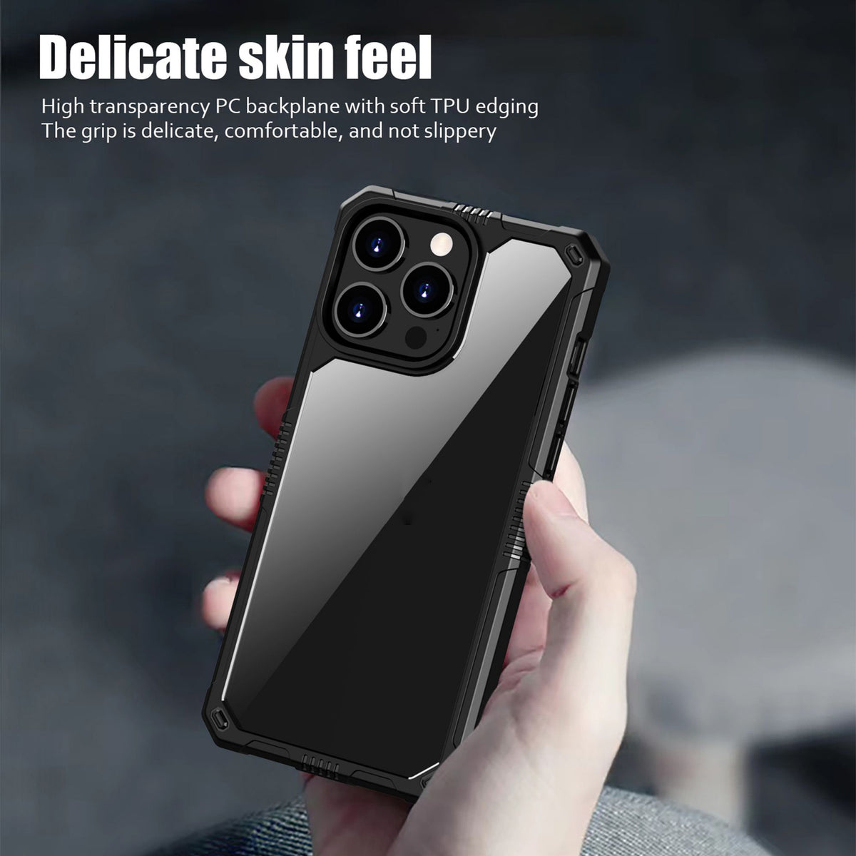 ELECTROPRIME For iPhone 15 Plus iPAKY Guard Series Transparent PC+TPU Phone Case(Black)