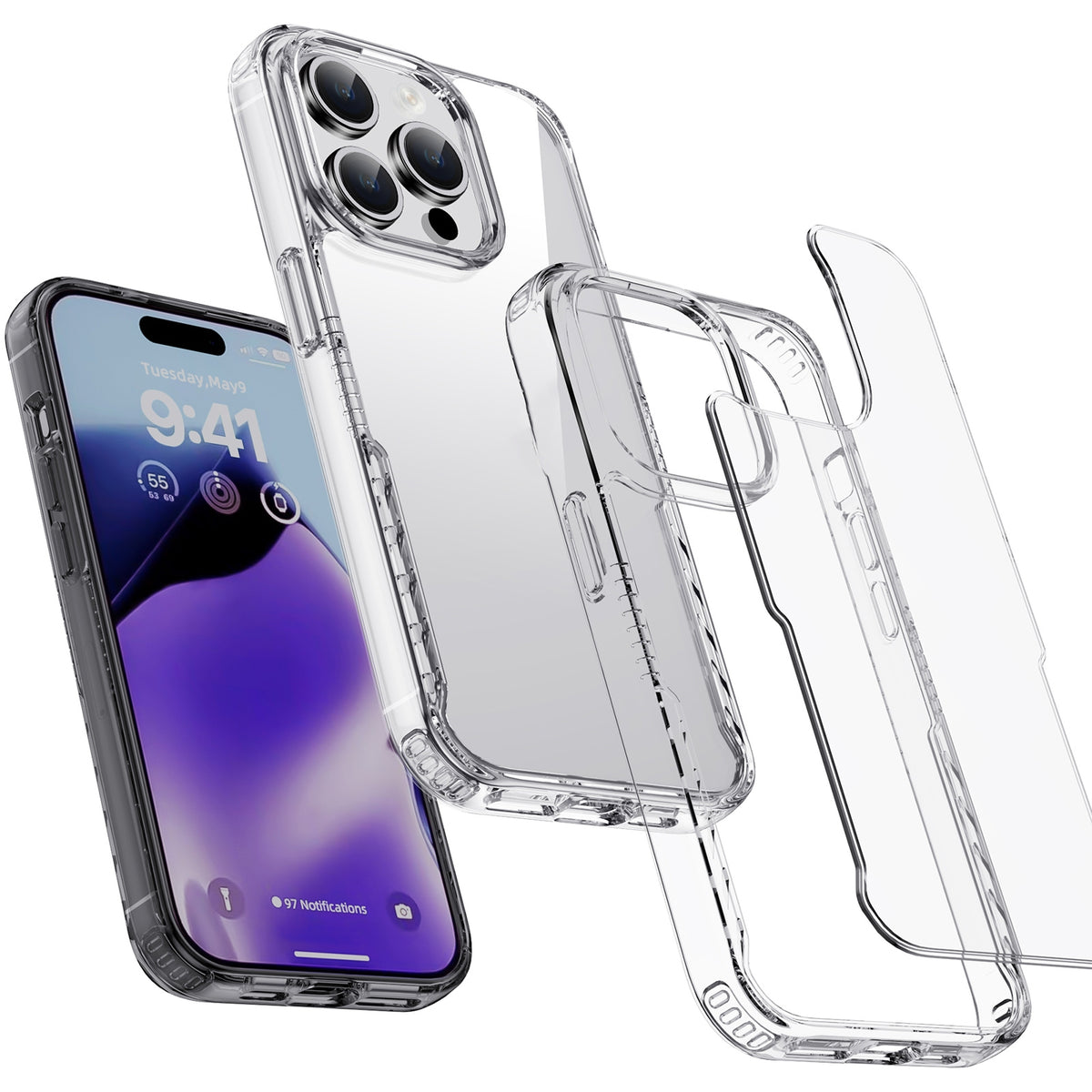 ELECTROPRIME For iPhone 15 Plus iPAKY YG Series Transparent PC+TPU Phone Case(Transparent Black)