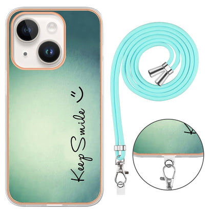 ELECTROPRIME For iPhone 15 Electroplating Dual-side IMD Phone Case with Lanyard(Smile)