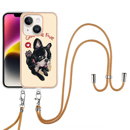 ELECTROPRIME For iPhone 15 Electroplating Dual-side IMD Phone Case with Lanyard(Lucky Dog)
