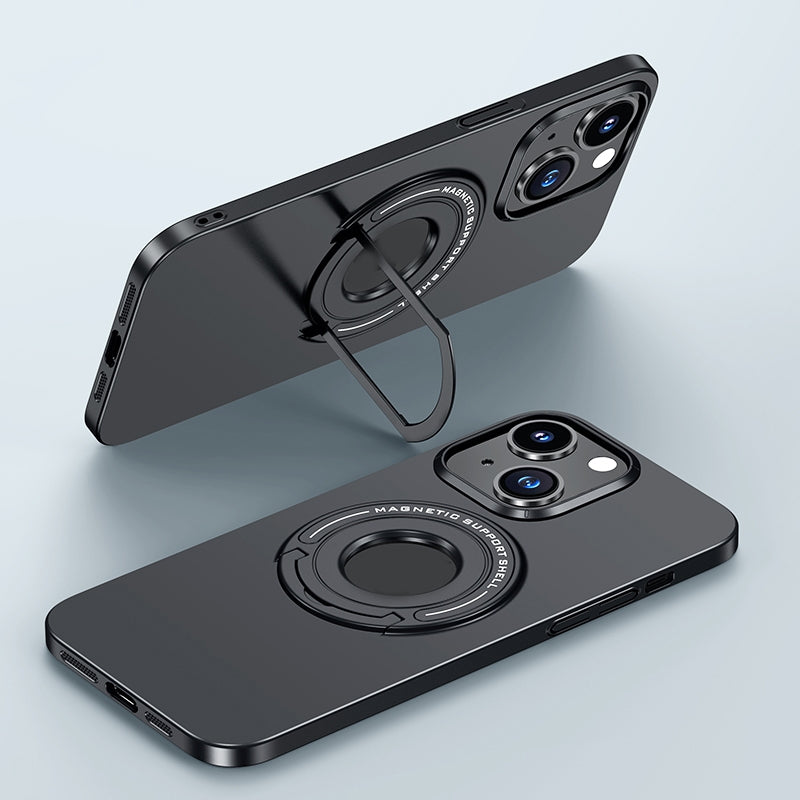 ELECTROPRIME For iPhone 15 Matte Magsafe Magnetic Phone Case with Trolley Holder(Black)