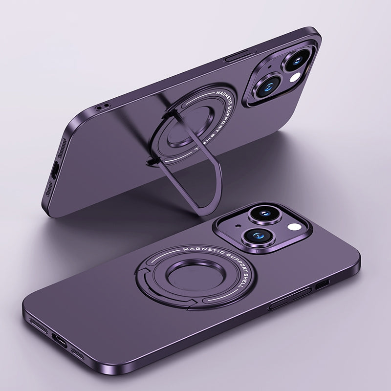 ELECTROPRIME For iPhone 15 Matte Magsafe Magnetic Phone Case with Trolley Holder(Night Purple)