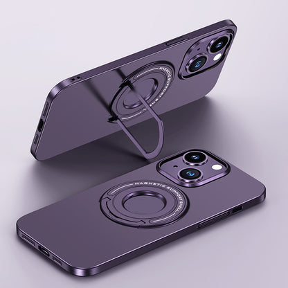 ELECTROPRIME For iPhone 15 Matte Magsafe Magnetic Phone Case with Trolley Holder(Night Purple)