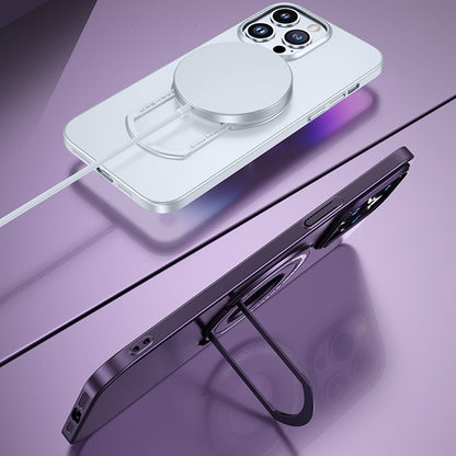ELECTROPRIME For iPhone 15 Matte Magsafe Magnetic Phone Case with Trolley Holder(Night Purple)