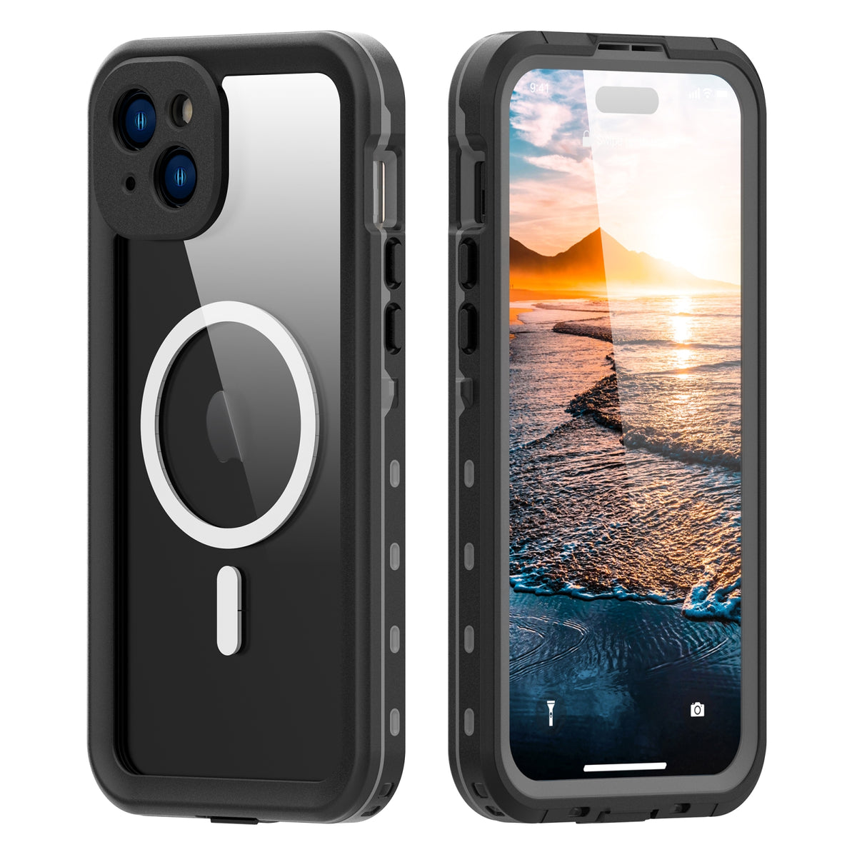 ELECTROPRIME For iPhone 15 Plus RedPepper IP68 Waterproof MagSafe Phone Case(Black)