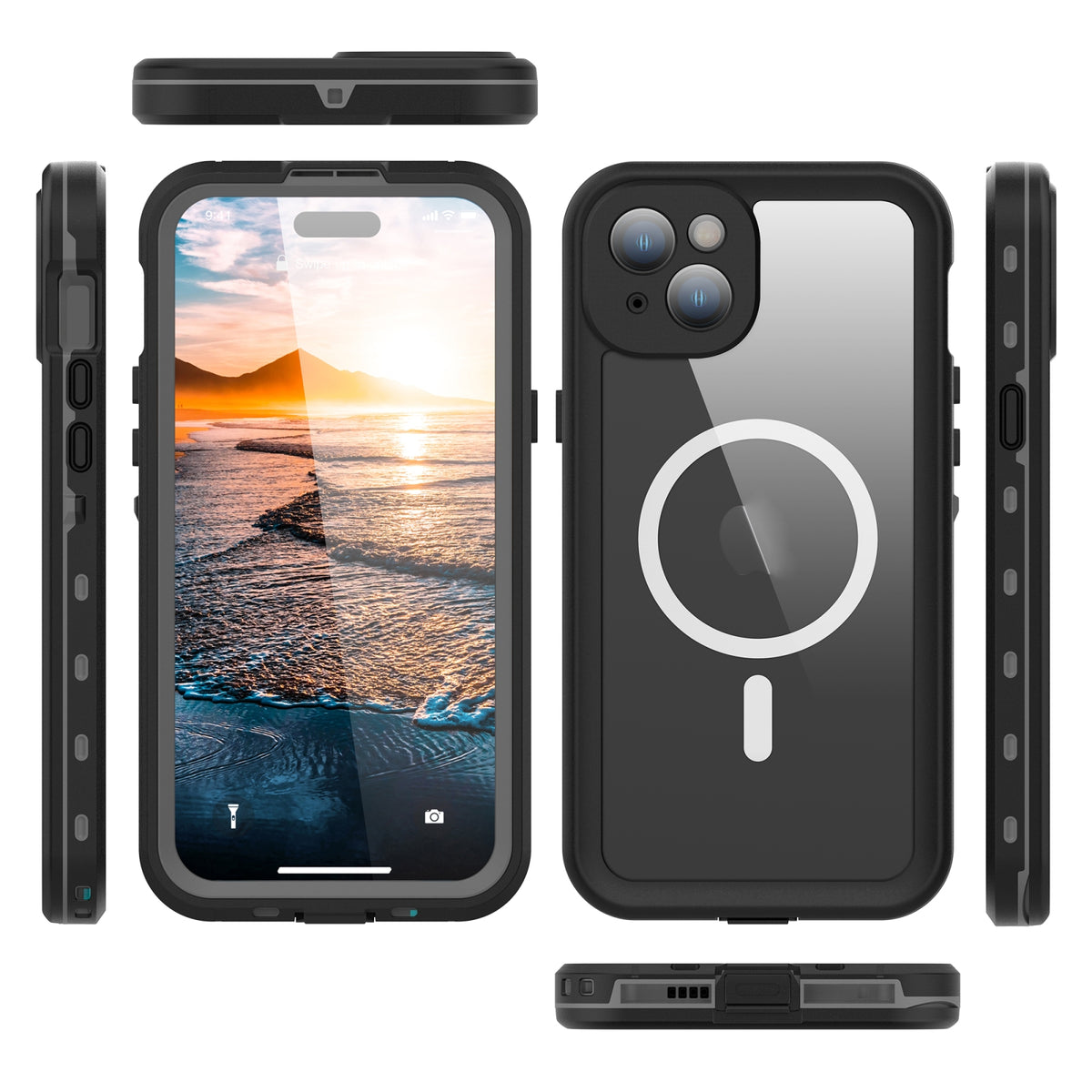 ELECTROPRIME For iPhone 15 Plus RedPepper IP68 Waterproof MagSafe Phone Case(Black)