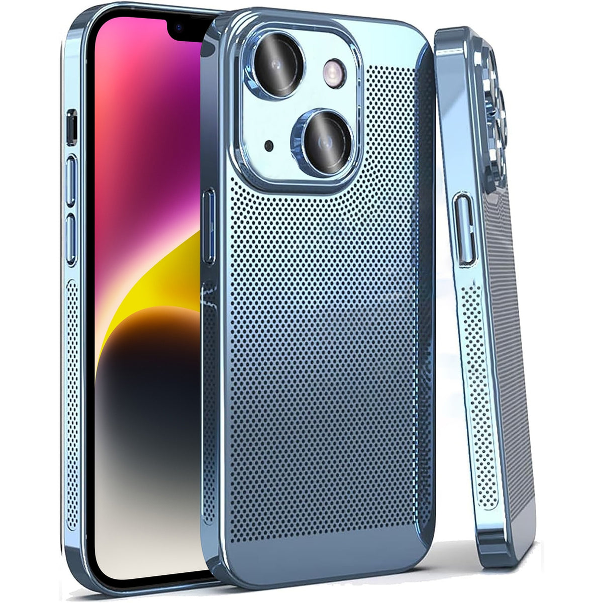 ELECTROPRIME For iPhone 15 Plus Fine Mesh Cooling Phone Case(Blue)