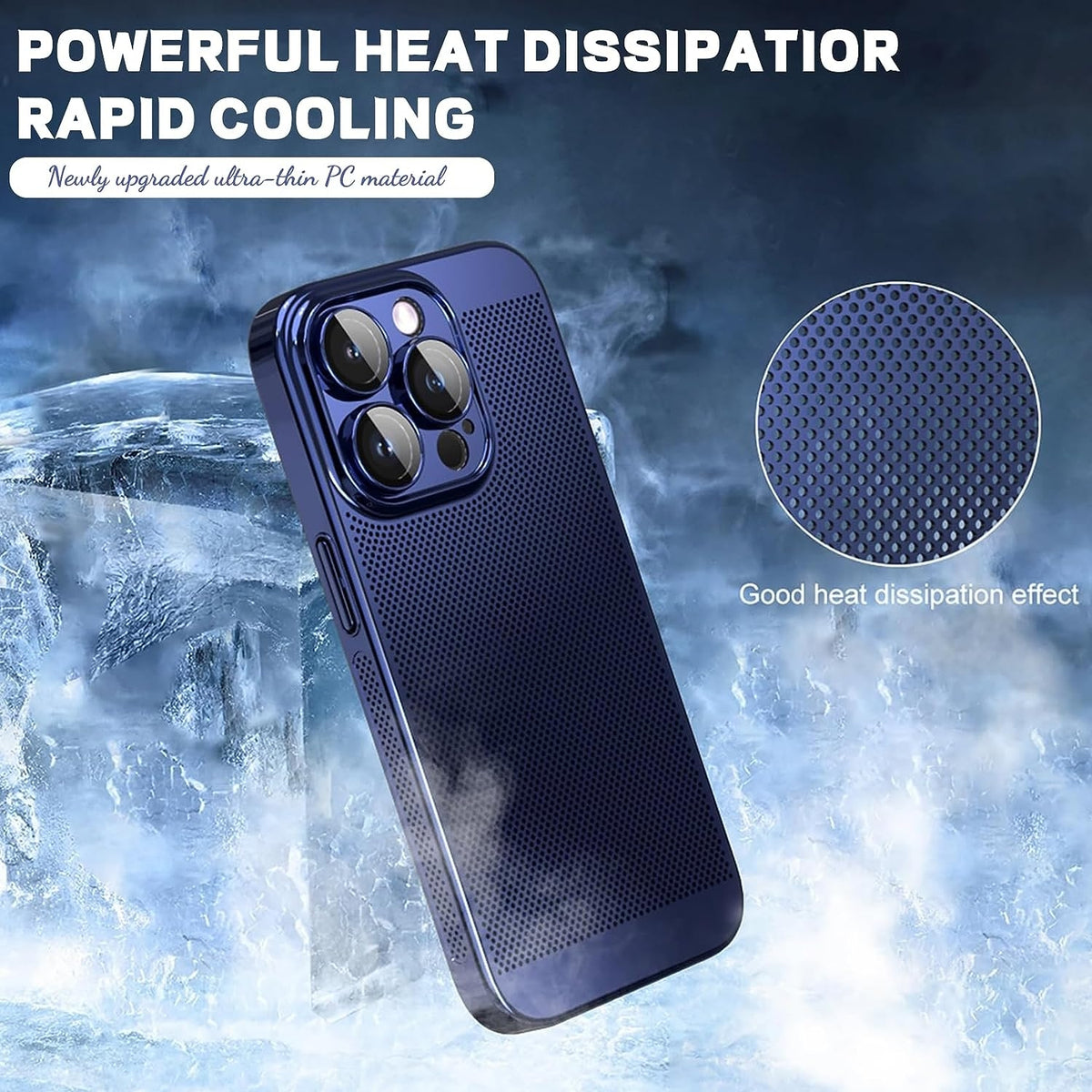 ELECTROPRIME For iPhone 15 Plus Fine Mesh Cooling Phone Case(Blue)