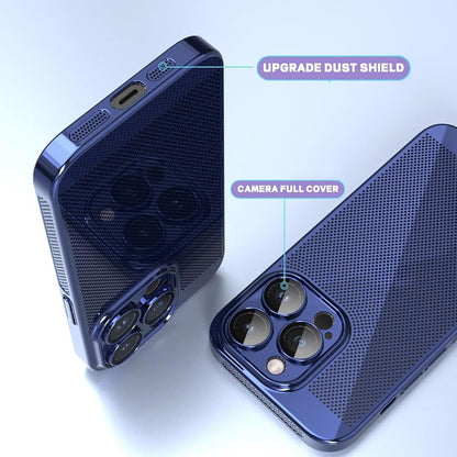 ELECTROPRIME For iPhone 15 Plus Fine Mesh Cooling Phone Case(Blue)