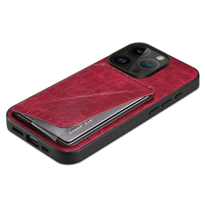 ELECTROPRIME For iPhone 15 Imitation Crocodile Leather Back Phone Case with Holder(Rose Red)