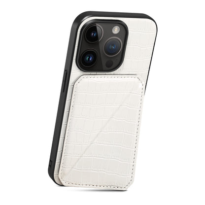 ELECTROPRIME For iPhone 15 Imitation Crocodile Leather Back Phone Case with Holder(White)