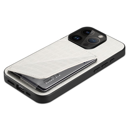 ELECTROPRIME For iPhone 15 Imitation Crocodile Leather Back Phone Case with Holder(White)