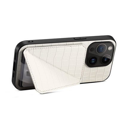 ELECTROPRIME For iPhone 15 Imitation Crocodile Leather Back Phone Case with Holder(White)