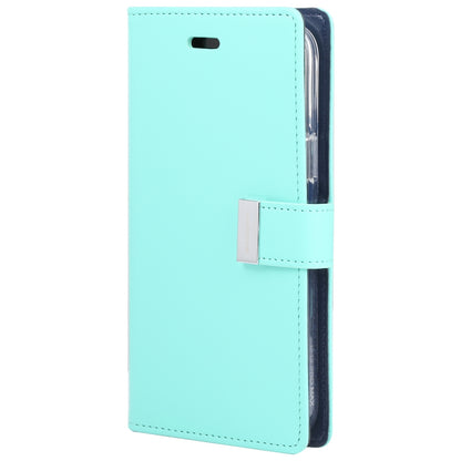 ELECTROPRIME For iPhone 15 Plus GOOSPERY RICH DIARY Crazy Horse Texture Leather Phone Case(Mint Green)