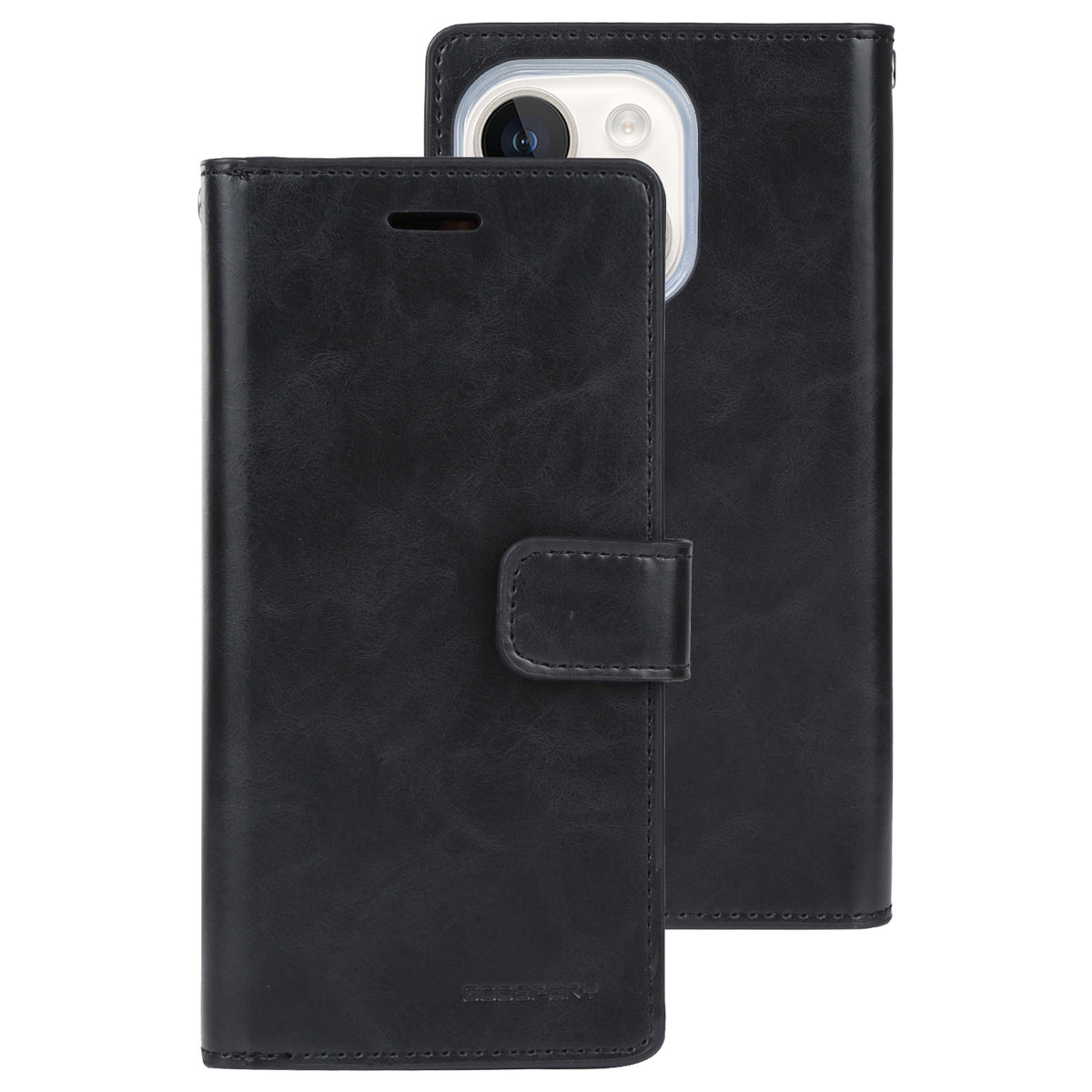 ELECTROPRIME For iPhone 15 Plus GOOSPERY MANSOOR DIARY 9 Card Slots Leather Phone Case(Black)