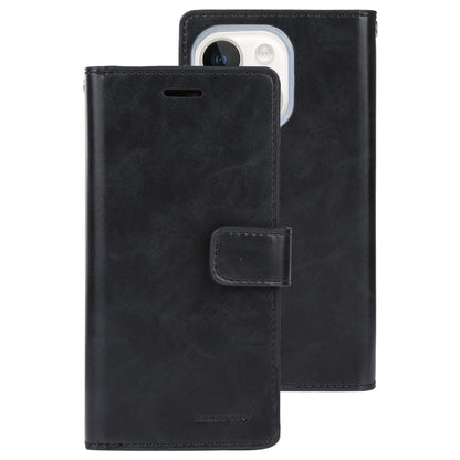 ELECTROPRIME For iPhone 15 Plus GOOSPERY MANSOOR DIARY 9 Card Slots Leather Phone Case(Black)