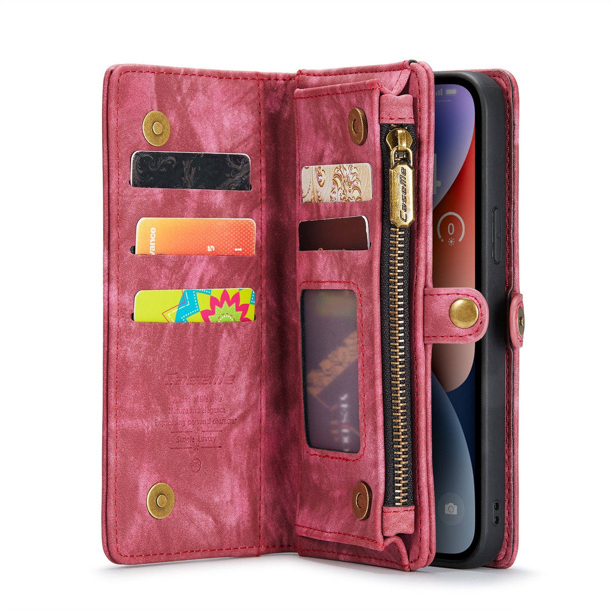 ELECTROPRIME For iPhone 15 Plus CaseMe 008 Detachable Multifunctional Leather Phone Case(Red)