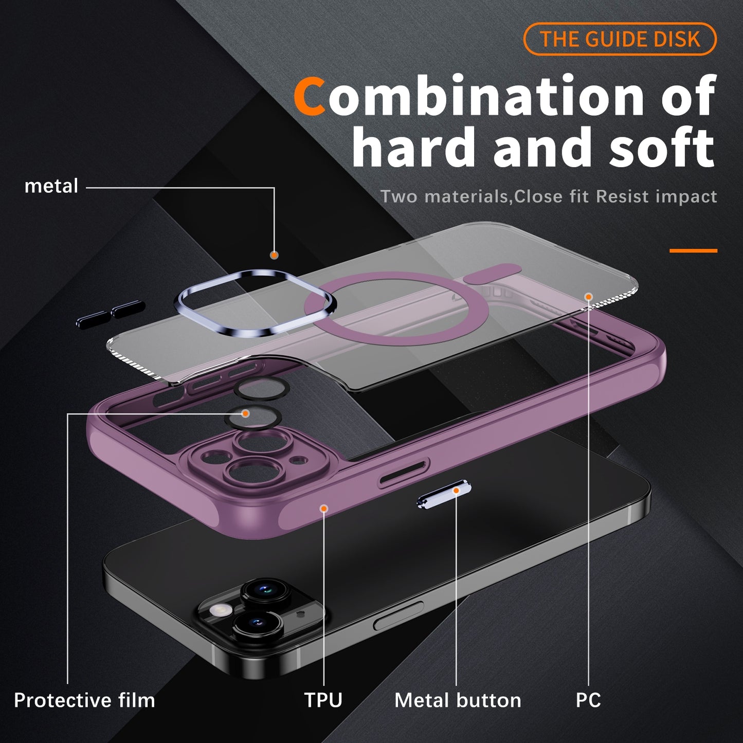 ELECTROPRIME For iPhone 15 MagSafe Magnetic PC + TPU Phone Case with Lens Film(Light Purple)