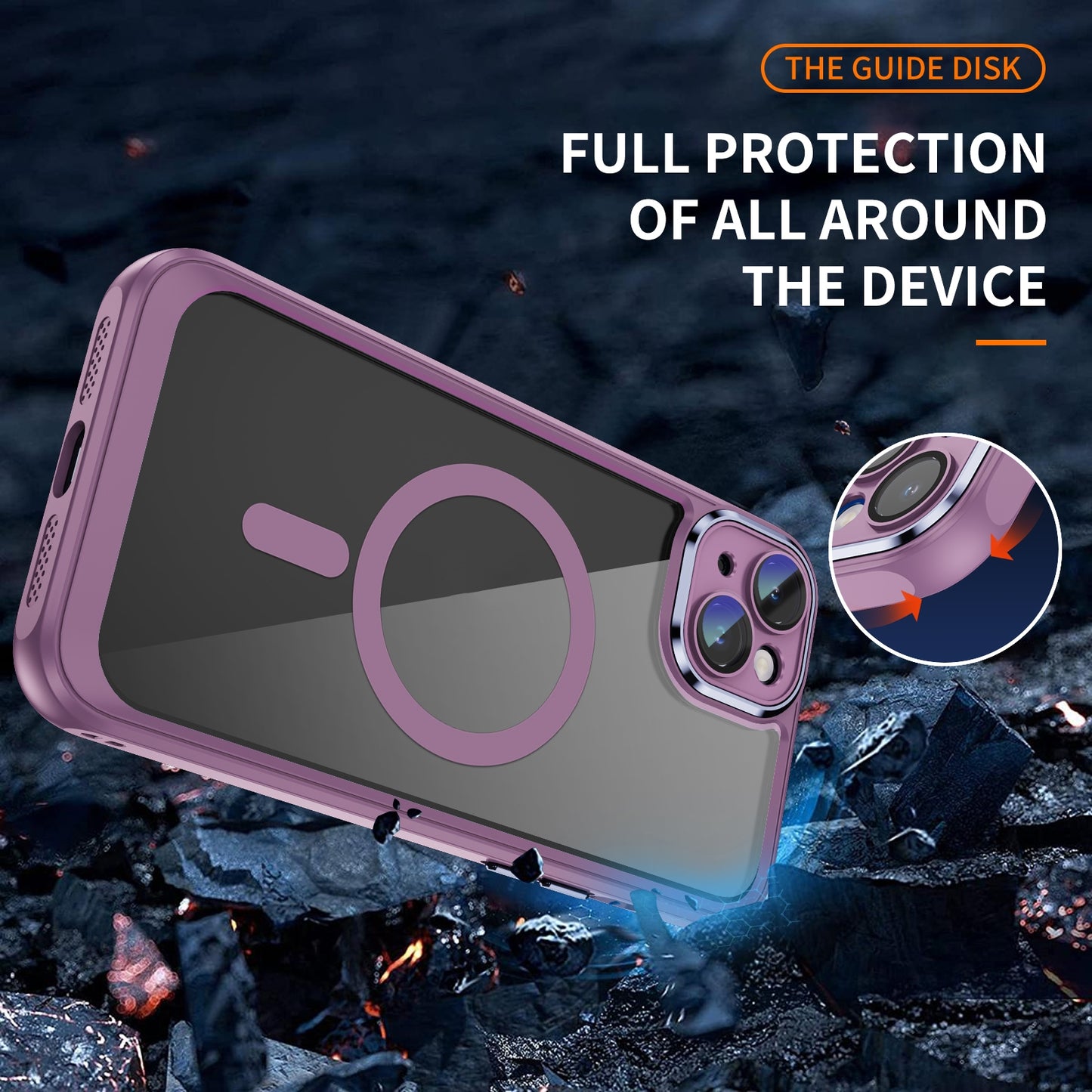 ELECTROPRIME For iPhone 15 MagSafe Magnetic PC + TPU Phone Case with Lens Film(Light Purple)