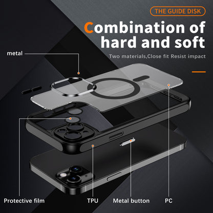 ELECTROPRIME For iPhone 15 MagSafe Magnetic PC + TPU Phone Case with Lens Film(Black)