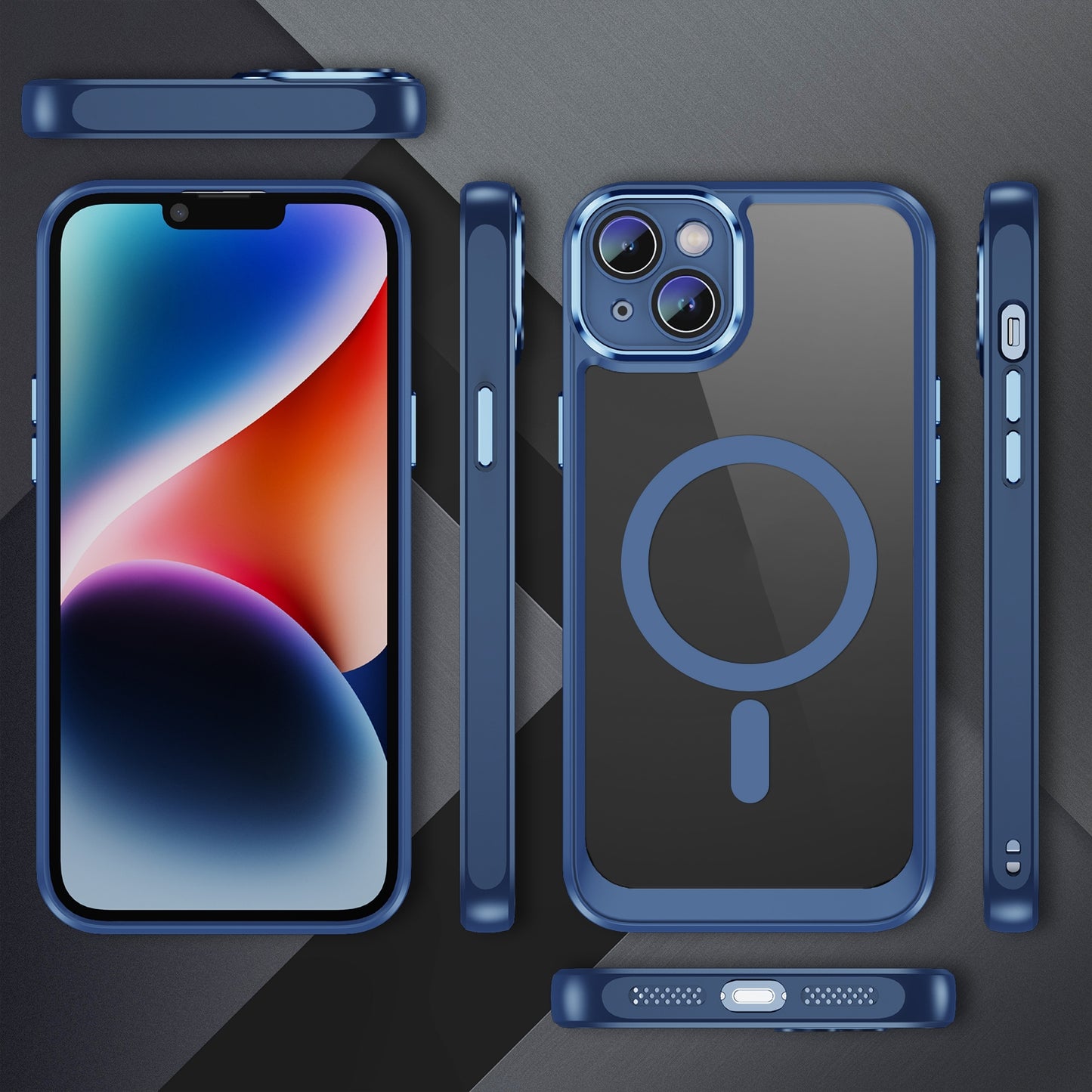 ELECTROPRIME For iPhone 15 MagSafe Magnetic PC + TPU Phone Case with Lens Film(Blue)