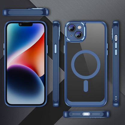 ELECTROPRIME For iPhone 15 MagSafe Magnetic PC + TPU Phone Case with Lens Film(Blue)