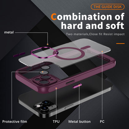 ELECTROPRIME For iPhone 15 MagSafe Magnetic PC + TPU Phone Case with Lens Film(Rose Red)