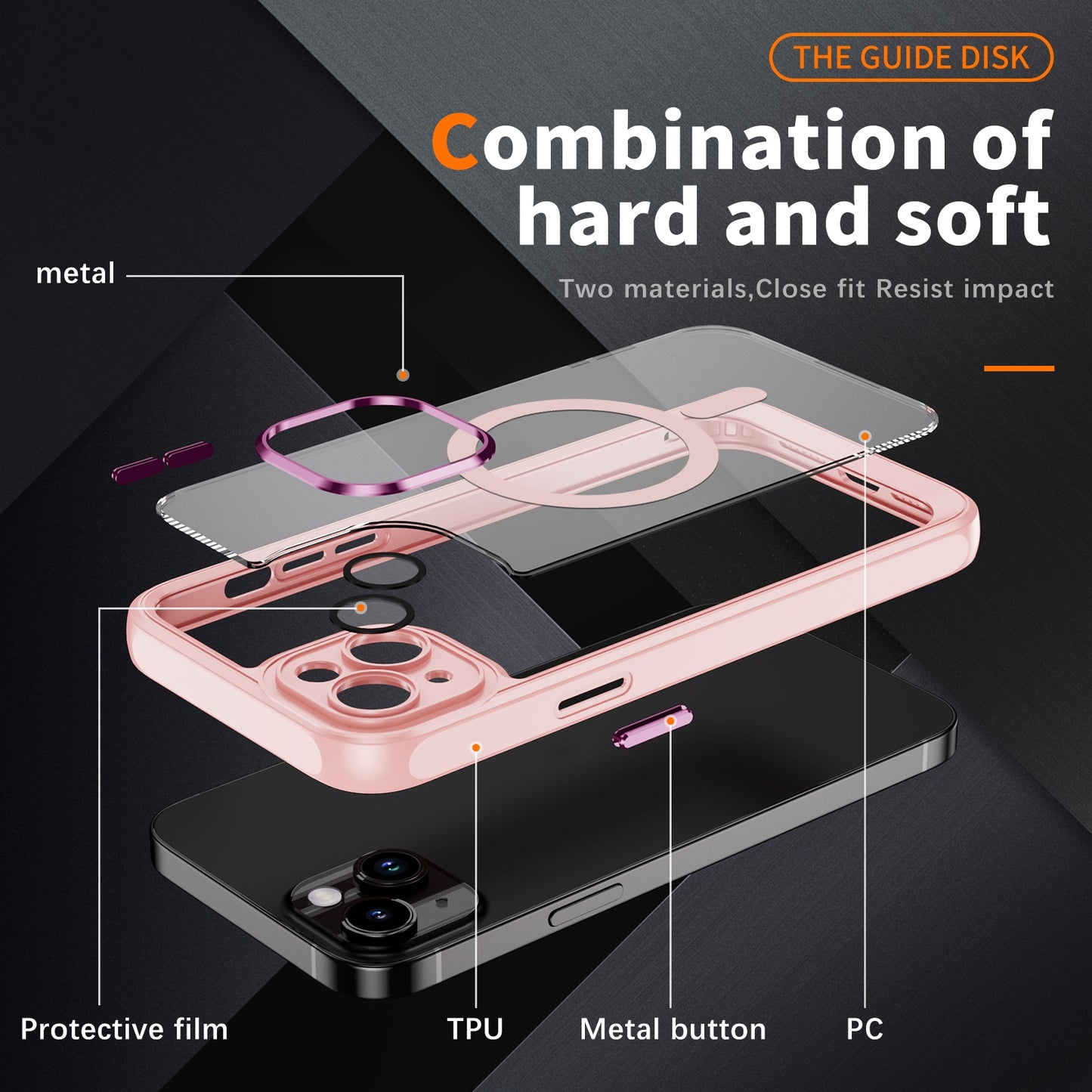 ELECTROPRIME For iPhone 15 MagSafe Magnetic PC + TPU Phone Case with Lens Film(Apricot)