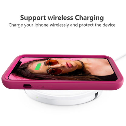 ELECTROPRIME For iPhone 15 Plus Wave Pattern 3 in 1 Silicone + PC Phone Case(Hot Pink)