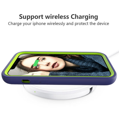 ELECTROPRIME For iPhone 15 Wave Pattern 3 in 1 Silicone + PC Phone Case(Navy+Olivine)