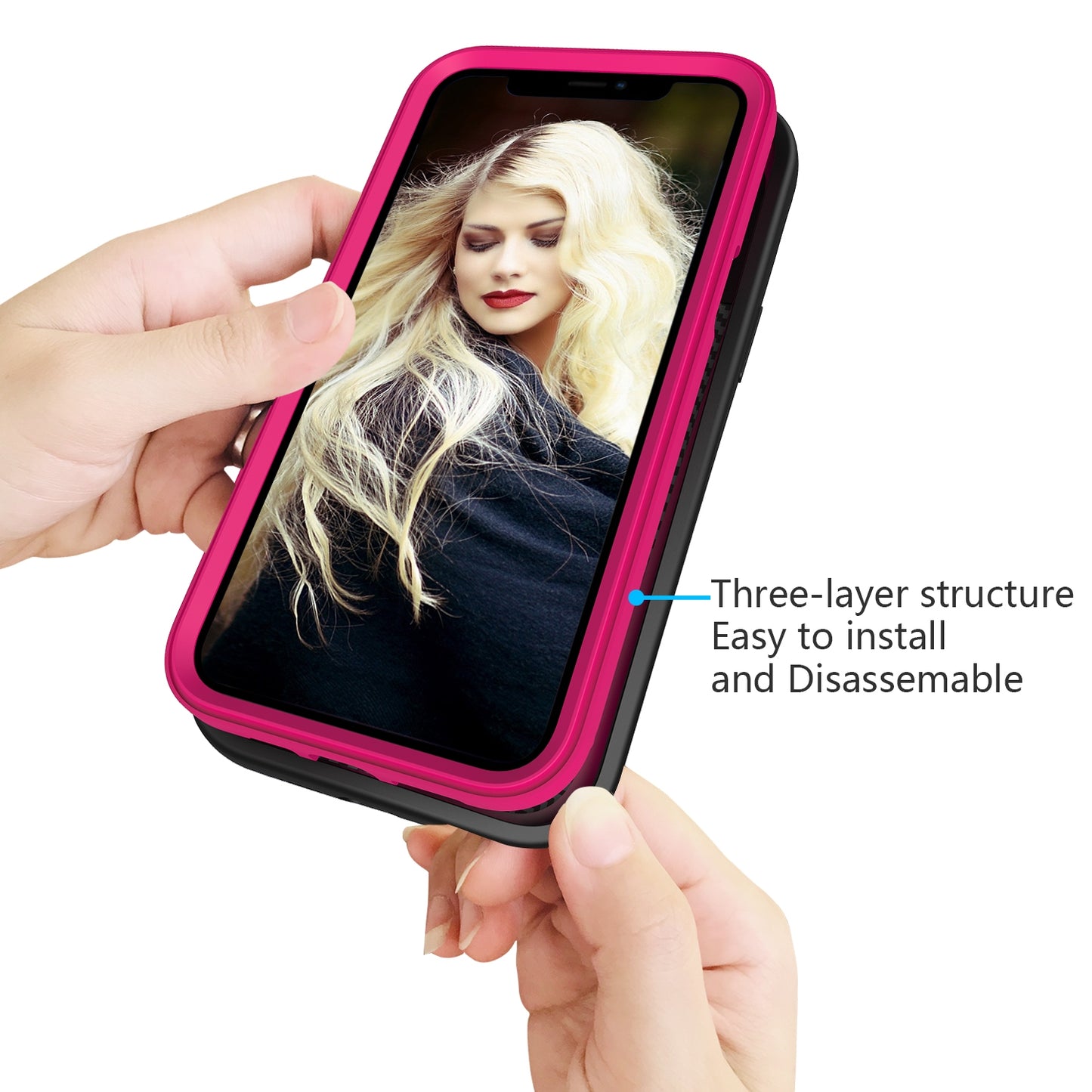 ELECTROPRIME For iPhone 15 Wave Pattern 3 in 1 Silicone + PC Phone Case(Black+Hot Pin)