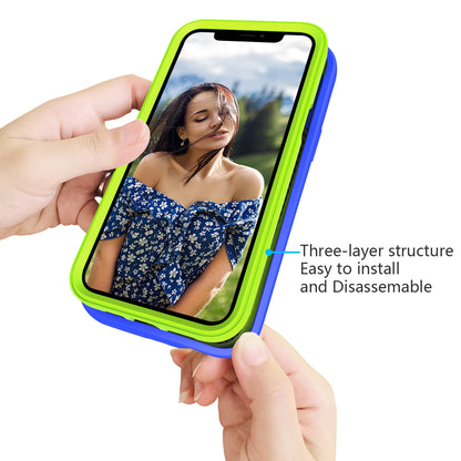 ELECTROPRIME For iPhone 15 Wave Pattern 3 in 1 Silicone + PC Phone Case(Blue+Olivine)