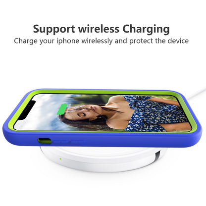 ELECTROPRIME For iPhone 15 Wave Pattern 3 in 1 Silicone + PC Phone Case(Blue+Olivine)